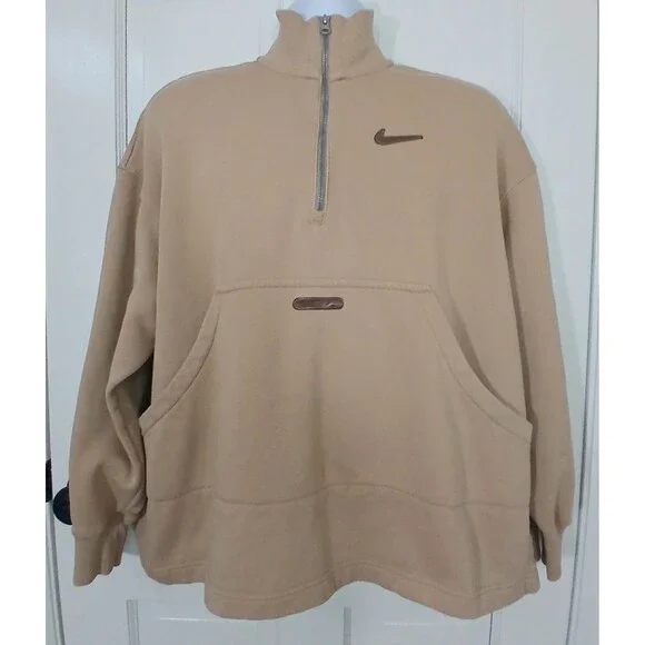 Nike Sportswear Trend Fleece 1/4 Zip Pullover Tan Women's Large Style DV4427-200 - Picture 13 of 16